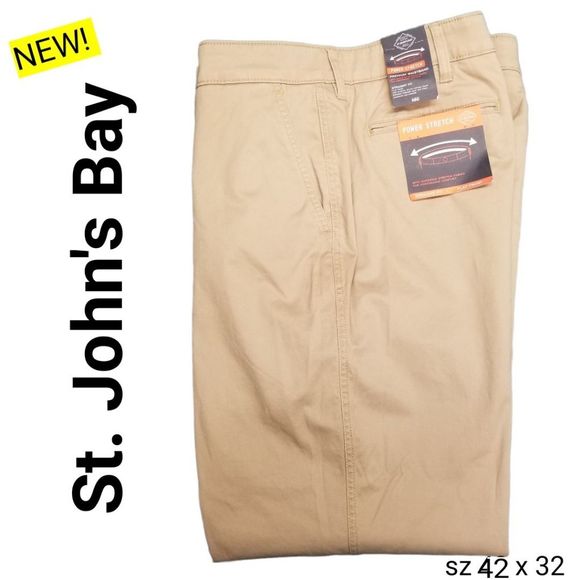 St. John's Bay Other - St John's Bay NEW power stretch straight fit flat front tan pants